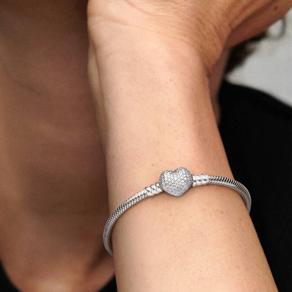 Pandora Silver Heart Charm Bracelet